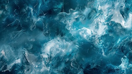 Obraz premium A rich blue marble texture with swirls of white and teal, forming an artistic, flowing background pattern