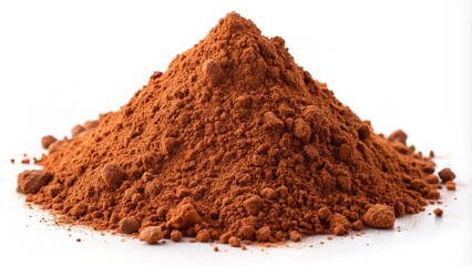 Pile cocoa powder isolated on white background, side view
