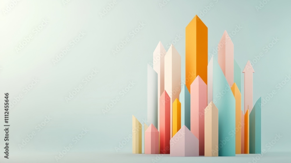 Poster a sleek modern design of arrows pointing upward in a 3d space, each representing a different logisti
