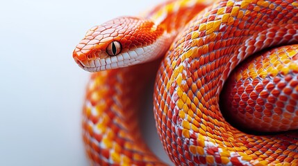 Fototapeta premium Vibrant Orange and Yellow Snake in Close-Up View