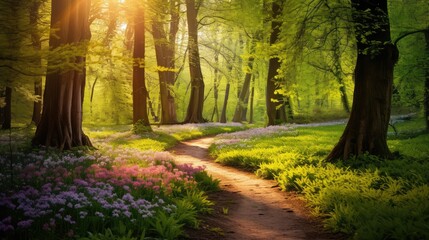 Obraz premium trees spring woods