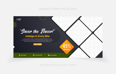 Template design restaurant banner promotion easy to edit with text effect in style panel