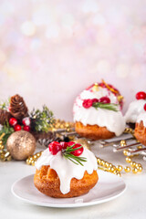 Portioned Christmas dessert, mini Christmas bundt cake