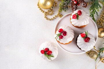 Portioned Christmas dessert, mini Christmas bundt cake