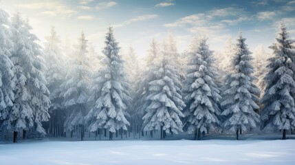 Fototapeta premium winter snow landscape pine trees