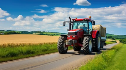 Obraz premium farming tractor on road