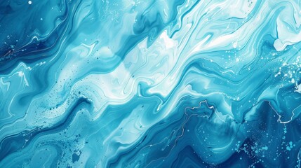 Obraz premium A vibrant blue marble ink pattern with swirling waves and fluid textures, perfect for backgrounds or wallpaper