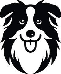 Black and White Illustration of an Australian Shepherd