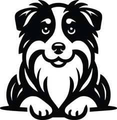 Black and White Illustration of an Australian Shepherd