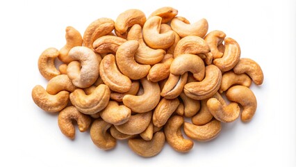 Fototapeta premium Salted cashew nuts isolated on white background, top view 