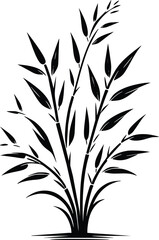 Black and White Illustration of a Bamboo Stalk