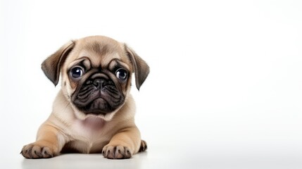 pug puppy on white background