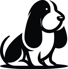 Black and White Illustration of a Basset Hound