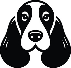 Black and White Illustration of a Basset Hound
