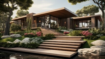 Fototapeta premium sleek house with wheelchair ramp