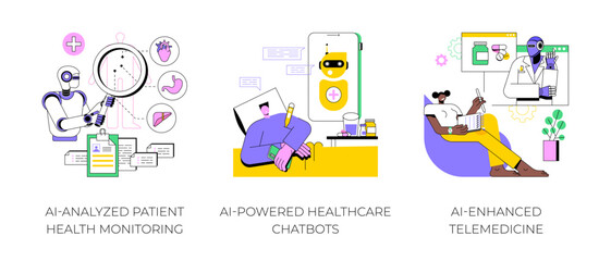 AI technology in Healthcare abstract concept vector illustrations.