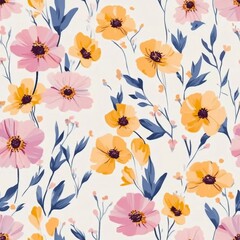 Naklejka premium delicate feminine seamless pattern with wildflowers