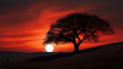 Fototapeta premium red moon and tree