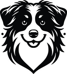 Black and White Illustration of an Australian Shepherd