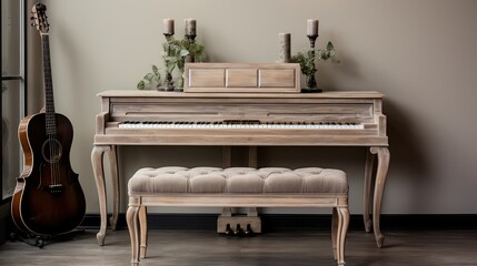 cushioned wood piano