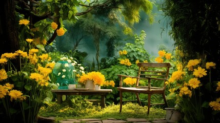 garden green and yellow paint