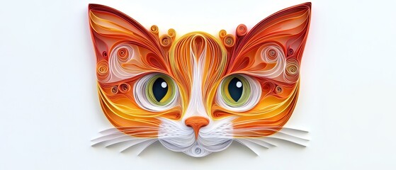 3D paper-cut of cute ginger cat