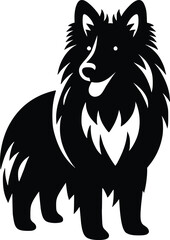 Black and White Illustration of a Belgian Tervuren