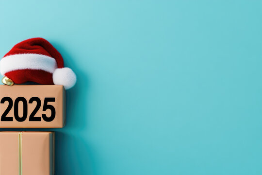 Celebrate happy new year 2025 with festive decorations and cheerful atmosphere in a bright colorful setting