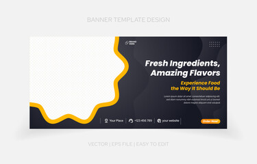 Template design restaurant banner promotion easy to edit with text effect in style panel