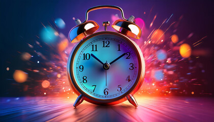 3D Ringing Alarm Clock with Vibrant Colors and Motion Effect