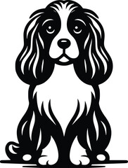 Black and White Illustration of a Blenheim Spaniel