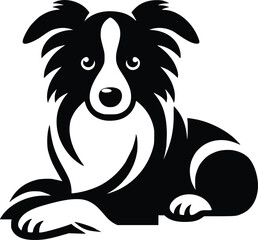 Black and White Illustration of a Border Collie
