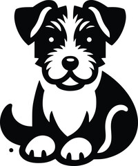 Black and White Illustration of a Border Terrier