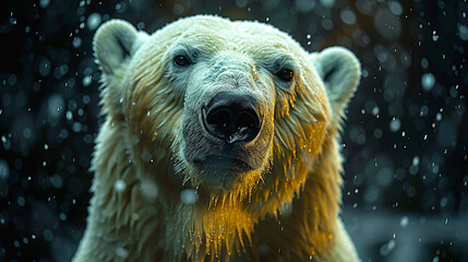 Beautiful white polar bear in nature