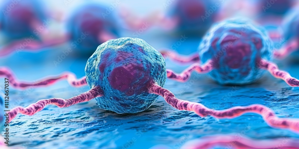 Poster neurostimulation process showcasing active neurons with synaptic connections represented in vibrant 
