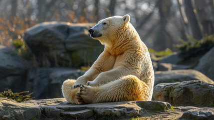 Beautiful white polar bear in nature