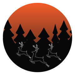 Deer icon vector, Christmas tree, pine tree vector illustration. Christmas background with deer icon vector.