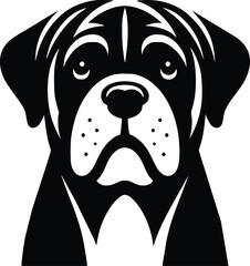 Black and White Illustration of a Bull Mastiff
