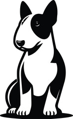 Black and White Illustration of a Bull Terrier
