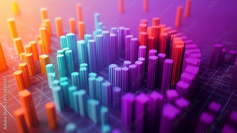 Poster vibrant 3d graphical data visualization concept
