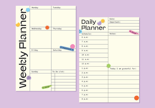 Planner with Bright Coloured Stickers