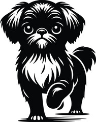 Black and White Illustration of a Dog Brabancon Griffon