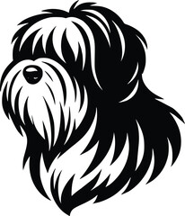 Black and White Illustration of a Briard Dog