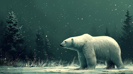 Beautiful white polar bear in nature