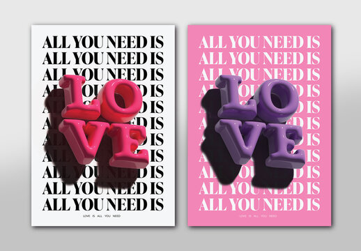 Pink 3D Inflated Text Song Lyrics Poster