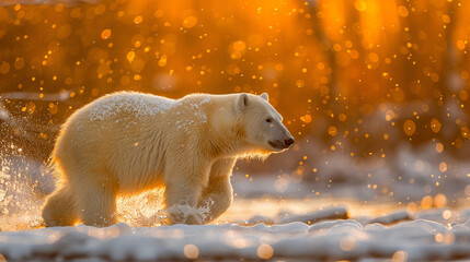 Beautiful white polar bear in nature