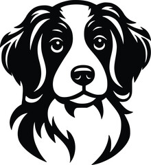Black and White Illustration of a Brittany Spaniel Dog