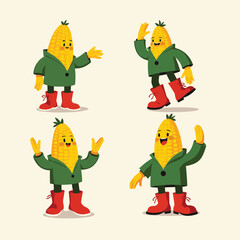 Corn on the cob in funky boots vector design