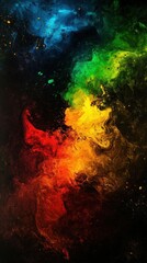 A vibrant abstract swirl of colors resembling cosmic phenomena.