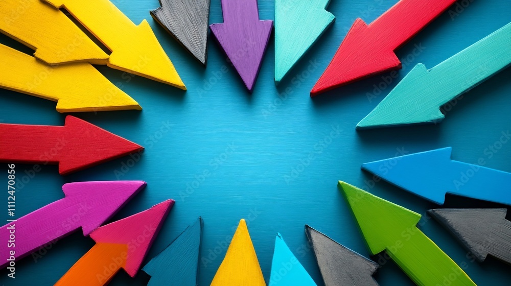 Aufkleber colorful arrows diverging from a central point representing choices and pathways